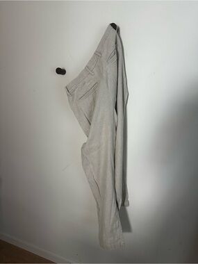Zara Beige-Light Gray Linen-Blend Chinos